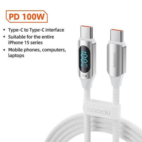 Toocki-Câble De Charge Rapide De Type C Vers Type C,100w Pd,Chargeur Usb C Vers Usb C,Câble D'affichage Pour Xiaomi,Poco F3,Realme,Macbook,Ipad-1m-100w C-C White