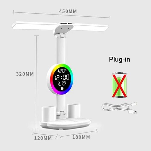 Lampe De Table Led Rechargeable Pour Lampe De Bureau D'étude Lampe De Lecture Veilleuse Led Avec Ventilateur Horloge Led Affichage Lampe De Bureau De Lecture--A Plug In Model