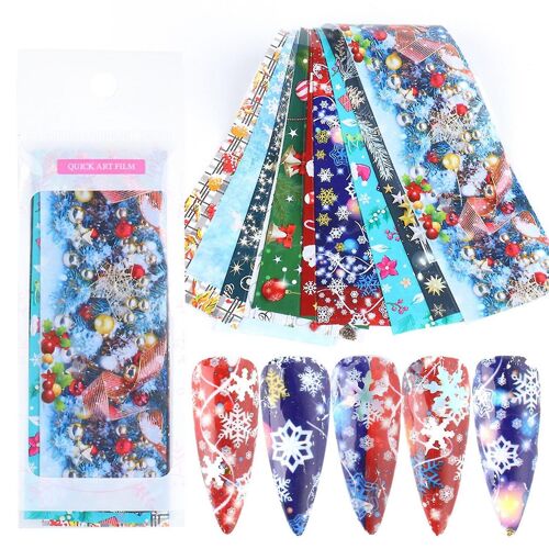 Stickers Nail Art Festifs ¿ Père Noël, Flocons De Neige Et Feuilles D'érable ¿ 10 Modèles Uniques Pour Un Nail Art De Noël 