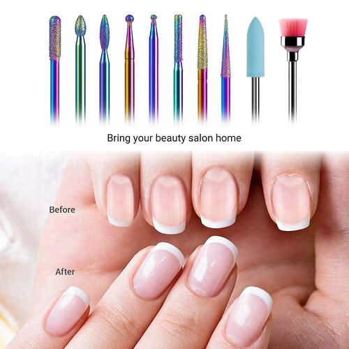 Lot De 10 Forets Électriques Pour Ongles En Acrylique Et En Gel ¿ Outils Professionnels Pour Le Soin Des Cuticules Avec Étui De Rangement
