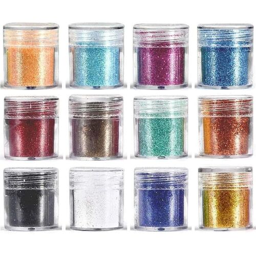 Coffret De Paillettes Bran Glitter - 12 Boîtes De Paillettes Épaisses Non Toxiques Pour Maquillage, Tatouages Et Nail Art - Multicolore 