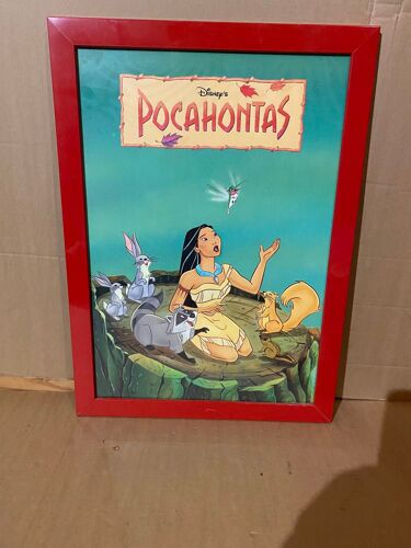 Affiche Pocahontas Sous Cadre  28 X 34 Cm, Rouge Bordeaux Walt Disney 