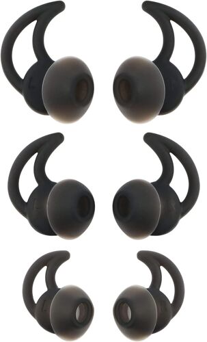 KAL-Lot De 3 Paires D'Embouts De Rechange, Avec Crochet Auriculaire, Antidérapants, Isolation Phonique, Compatibles Avec Les Écouteurs Bo-Se Qc20 Qc20I Soundsport Sie2I Ie2 Ie3 Noir S M L