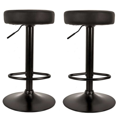 Lot de 2 Tabourets de bar Mumford hauteur réglable en simili - Noir