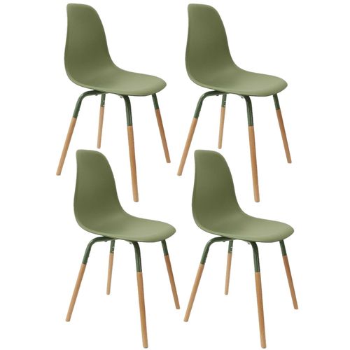 Lot De 4 Chaises Scandinave Phenix En Polypropylène Et Métal - Vert