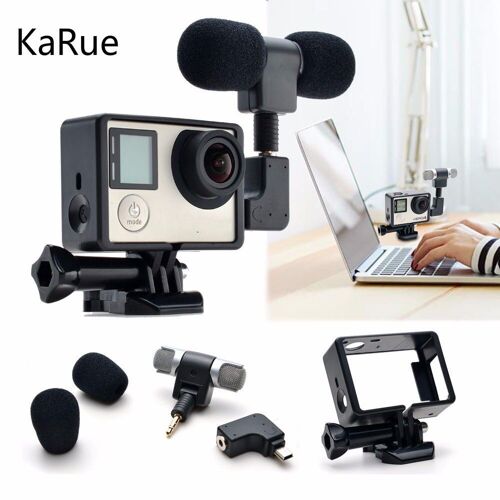 KaRue pour Go Pro Hero 4 accessoires pour caméra Sport Mini Microphone stéréo 3.5 interface pour caméra d'action Go pro Hero3