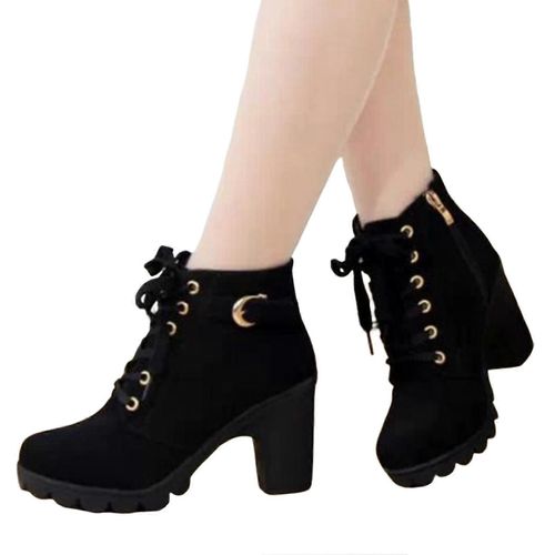 Femmes Temps Chaud Porter Bottes Fermeture Éclair De Couleur Unie Et Bottes À Boucle En Cuir Pour L'automne Hiver Porter Quotidiennement-Noir-Adulte-35-Femme