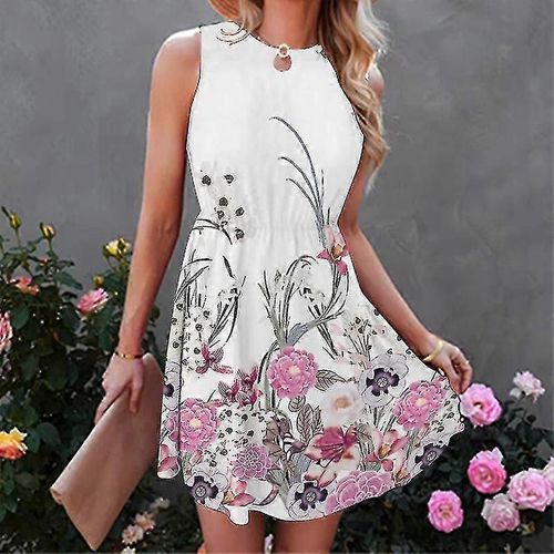 Femmes Sans Manches Été Plage Sunrobe Décontractée Vacances Mini Robe Col Rond Réservoir Robes-2xl-Adulte-7-Femme