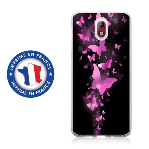 Coque souple pour Nokia 3-1 avec impression Motifs papillons fushias