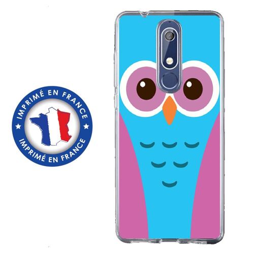 Coque souple pour Nokia 5-1 avec impression Motifs chouette bleue et rose