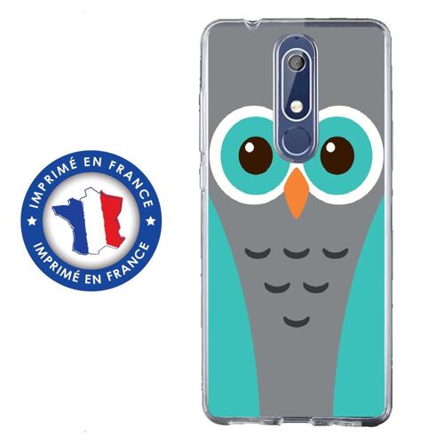 Coque Souple Pour Nokia 5-1 Avec Impression Motifs Chouette Bleue Et Grise