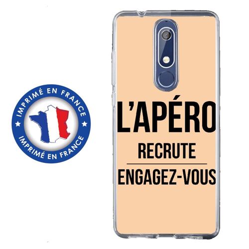 Coque Souple Pour Nokia 5-1 Avec Impression Motifs L'apéro Recrute Beige