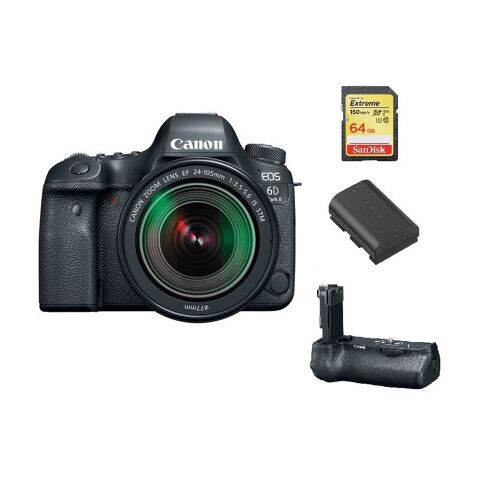CANON EOS 6D II reflex 26.2 mpix KIT EF 24-105mm F3.5-5.6 IS STM 64GB SD card + LP-E6N Battery + BG-E21 Battery Grip