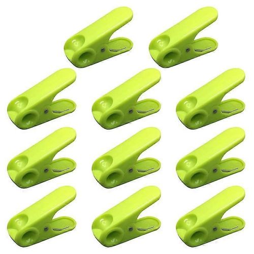 Pince à pincer en ABS, 10 pièces, pince à linge, pince de scellage des aliments, scelleuse de sacs de collation, Pour le bureau de cuisine à domicile (vert clair)