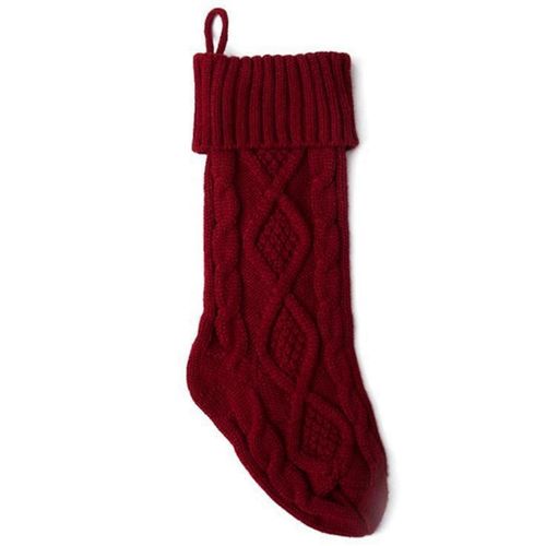 Chaussette de Noël tricotée en laine, décoration d'intérieur, rouge