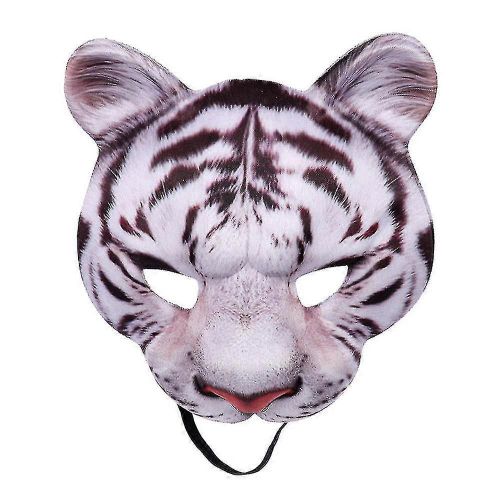 Eva Halloween Tigre Demi-Masque Cosplay Mascarade Fête Look Réaliste Masque Facial-Blanc