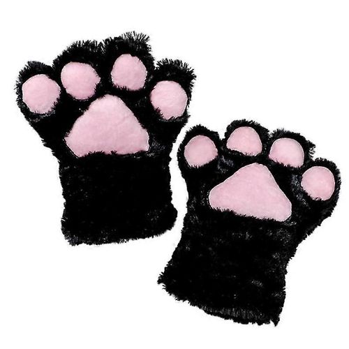 1 paire Mignon Ours Chaton Chaton Patte Griffe Gants Doux Anime Cosplay Peluche Pour Halloween Party Femmes Accessoires 8 Couleurs-adulte-noir-unisexe