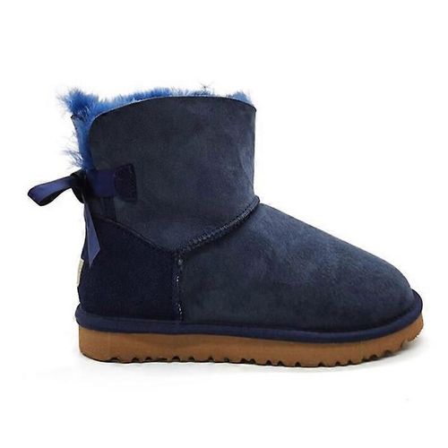 Evago Cadeau De Noël Pure Color Bottes De Neige Pour Femmes Pour L'hiver Mi-Mollet Arcs À Dos Haut-Bleu-Adulte-35 À 36-Homme
