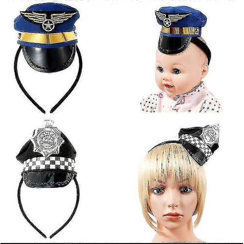 Animal De Compagnie Marine Marin Capitaine Top Police Chapeau Bandeau Tête Boucle Casquette Halloween Carnaval Pâques Jour Décor-Enfants-Noir-Unisexe