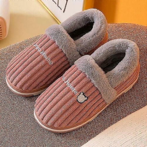 Chaussures Hiver Chaud Pantoufles Pour Accueil Fluffy Furry Pantoufles Nouvelle Doux En Peluche Appartements Antidérapant Chambre D'intérieur Bsrougesadultes40s41 Fit 39s40sunisexe