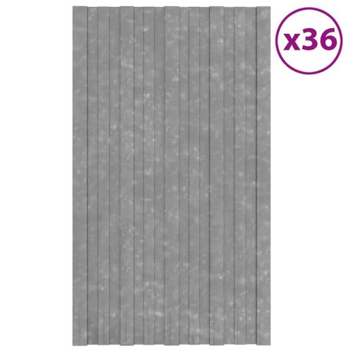 Vidaxl Panneaux De Toiture 36 Pcs Acier Galvanisé Argenté 80x45 Cm
