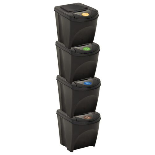 Vidaxl Poubelles Empilables 4 Pcs Anthracite 100 L