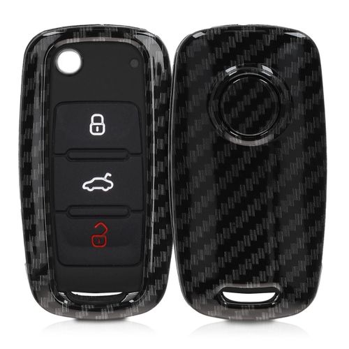 Kwmobile Accessoire Clé De Voiture Pour Vw Skoda Seat - Coque Pour Clef De Voiture Vw Skoda Seat 3-Bouton En Plastique - Étui De Protection Rigide Noir