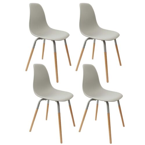 Lot de 4 Chaises scandinave Phenix en polypropylène et métal - Gris