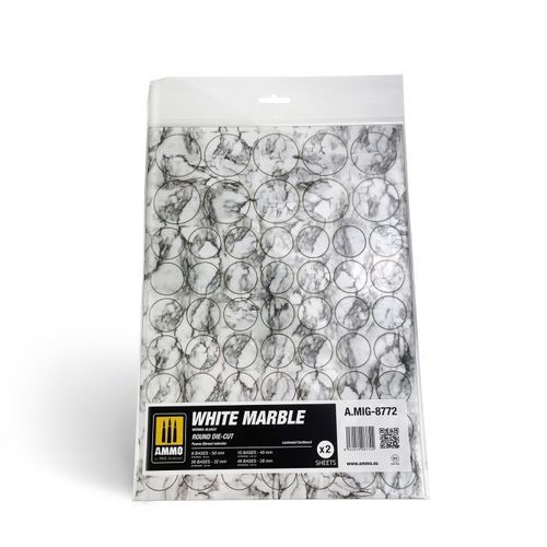 White Marble - Round Die-Cut For Bases For Wargames (Découpe Ronde Pour Bases Pour Wargames)-Mig Jimenez