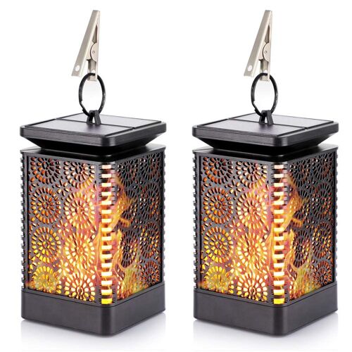 Lumière Solaire de Flamme, Lumière Décorative Extérieure Imperméable, Commutateur Intelligent de Commande Léger, pour Jardin/Cour/Mariage/Chemin/Partie (2 pièces)