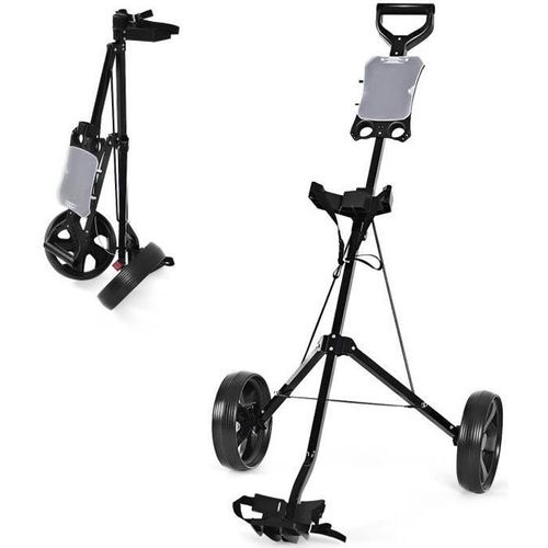 Costway Chariot De Golf 2 Roues Pliable En Eva Avec Emplacements Pour 4 Tees 4 Balls Et Tableau De Score Cadre Fer Sangle Réglable