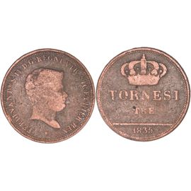 Italie - Royaume Des Deux Siciles - 1835 - Tre Tornesi - Ferdinando Ii - Tres Rare - Km.321 - 11-081