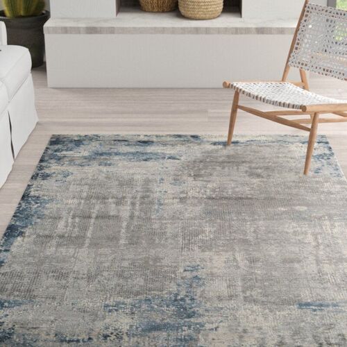 Vercai Rugs Collection Invista - Tapis À Poils Longs - Carpet Doux Pour Le Salon - Polyester - Gris / Bleu - 80x150 Cm
