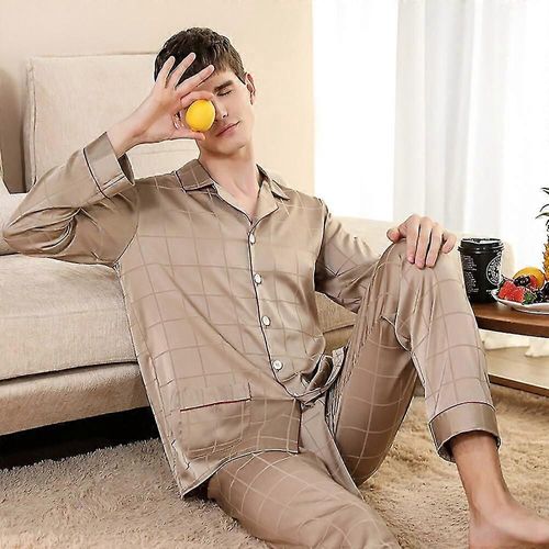 Evago Pyjama Luxueux En Soie Glacée Pour Homme-L 60-70kg-Adulte-4-Mâle