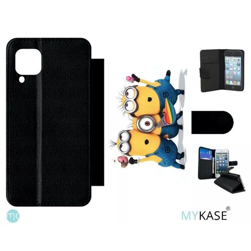 Etui À Rabat Pour Huawei P40 Lite - Les Minions Font La Fête - Simili-Cuir - Noir