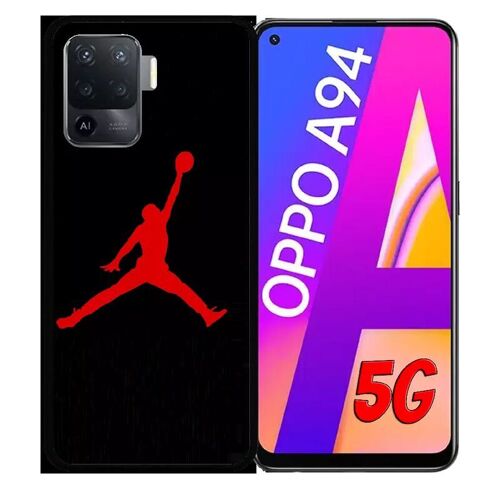Coque Pour Oppo A94 5g - Jordan 23 Logo Rouge - Silicone - Noir
