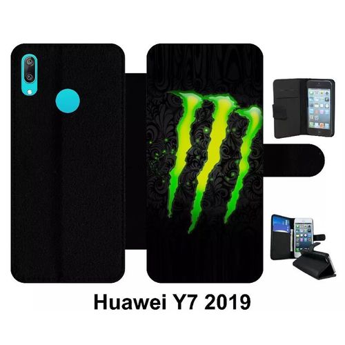 Etui À Rabat Pour Huawei Y7 - Monster Griffe - Simili-Cuir - Noir