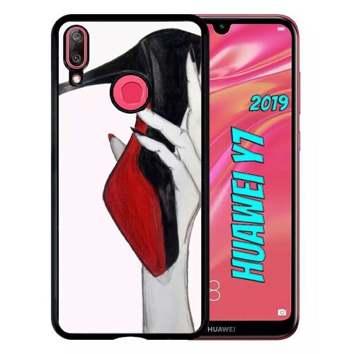 Coque Pour Huawei Y7 2019 - Escarpins Rouge Et Noir - Noir