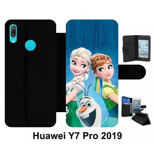 Etui À Rabat Pour Huawei Y7 Pro - La Reine Des Neiges - Simili-Cuir - Noir
