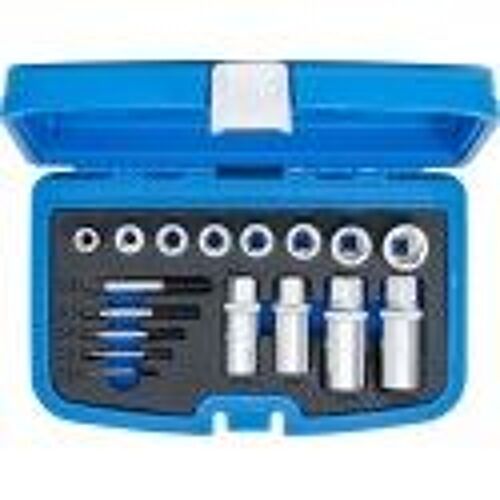 Coffret 17 pièces extracteur douille 9 -19mm vis écrou goujon abimés arrachés BGS TECHNIC