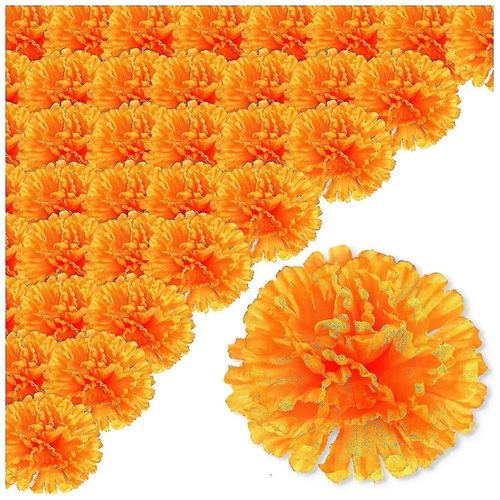 Fleurs de souci artificielles de 9,9 cm, 50 pièces, têtes de fleurs de souci pour le jour des morts