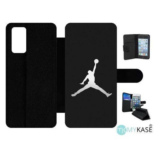 Etui À Rabat Pour Galaxy Note20 5g - Michael Jordan Logo Gris - Simili-Cuir - Noir