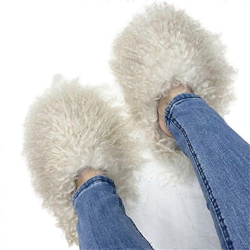 Bottes En Fourrure Moelleuse Pour Les Femmes Hiver Chaud Fausse Fourrure Bottes Extérieur Chaussures Diapositives De Fourrure Mongole-Couleur 3-Adulte-Taille 8-Femelle