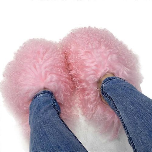 Bottes En Fourrure Moelleuse Pour Les Femmes Hiver Chaud Fausse Fourrure Bottes Extérieur Chaussures Diapositives De Fourrure Mongole-Couleur 1-Adulte-Taille 13-Femelle