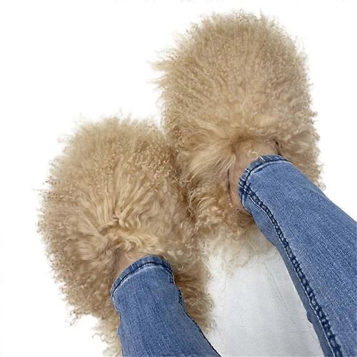 Bottes En Fourrure Moelleuse Pour Les Femmes Hiver Chaud Fausse Fourrure Bottes Extérieur Chaussures Diapositives De Fourrure Mongole-Couleur 9-Adulte-Taille 5-Femelle