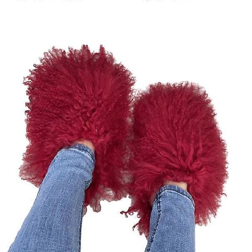 Bottes En Fourrure Moelleuse Pour Les Femmes Hiver Chaud Fausse Fourrure Bottes Extérieur Chaussures Diapositives De Fourrure Mongole-Couleur 8-Adulte-Taille 13-Femelle