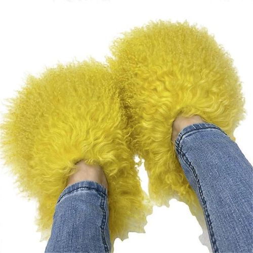 Bottes En Fourrure Moelleuse Pour Les Femmes Hiver Chaud Fausse Fourrure Bottes Extérieur Chaussures Diapositives De Fourrure Mongole-Couleur 11-Adulte-Taille 8-Femelle