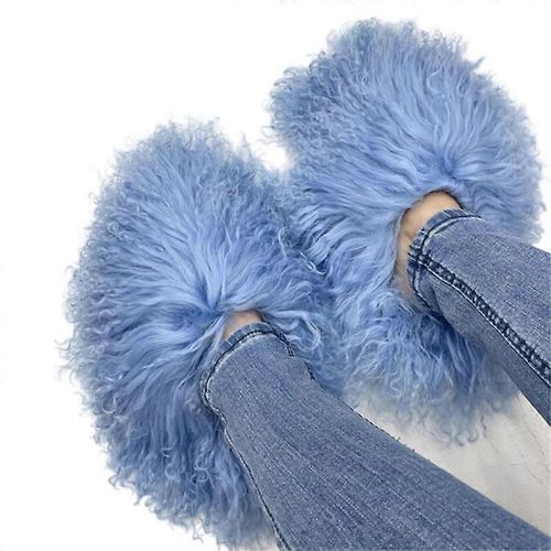 Bottes En Fourrure Moelleuse Pour Les Femmes Hiver Chaud Fausse Fourrure Bottes Extérieur Chaussures Diapositives De Fourrure Mongole-Couleur 4-Adulte-Taille 5-Femelle