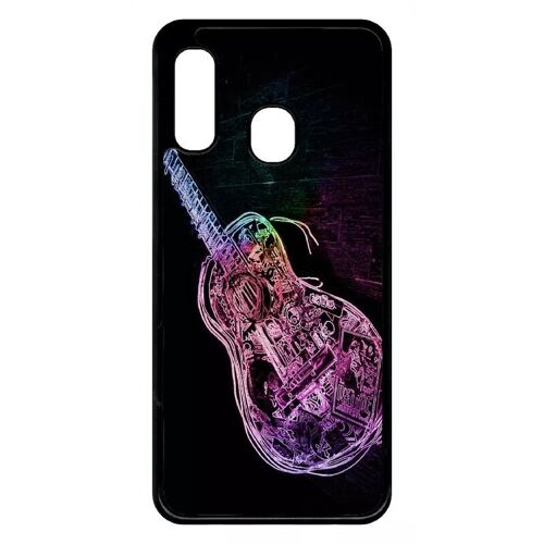 Coque Pour Galaxy A20e - Guitare Effet Néon - Noir