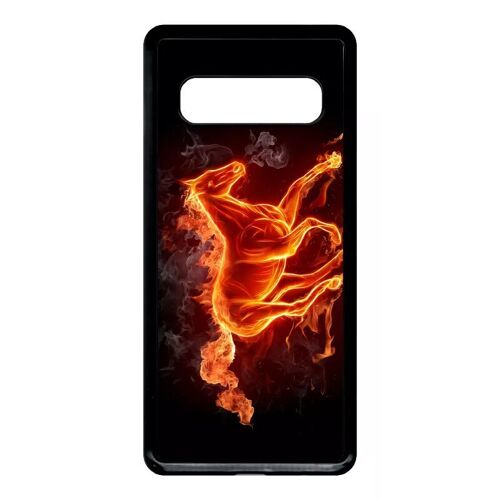 Coque Pour Samsung Galaxy S10 - Cheval En Feu - Noir